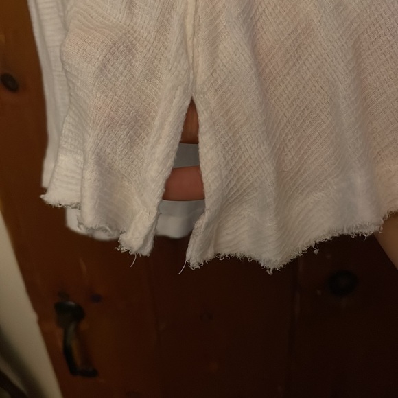 Free people white waffle texture tank with ruffle accent - Picture 8 of 9